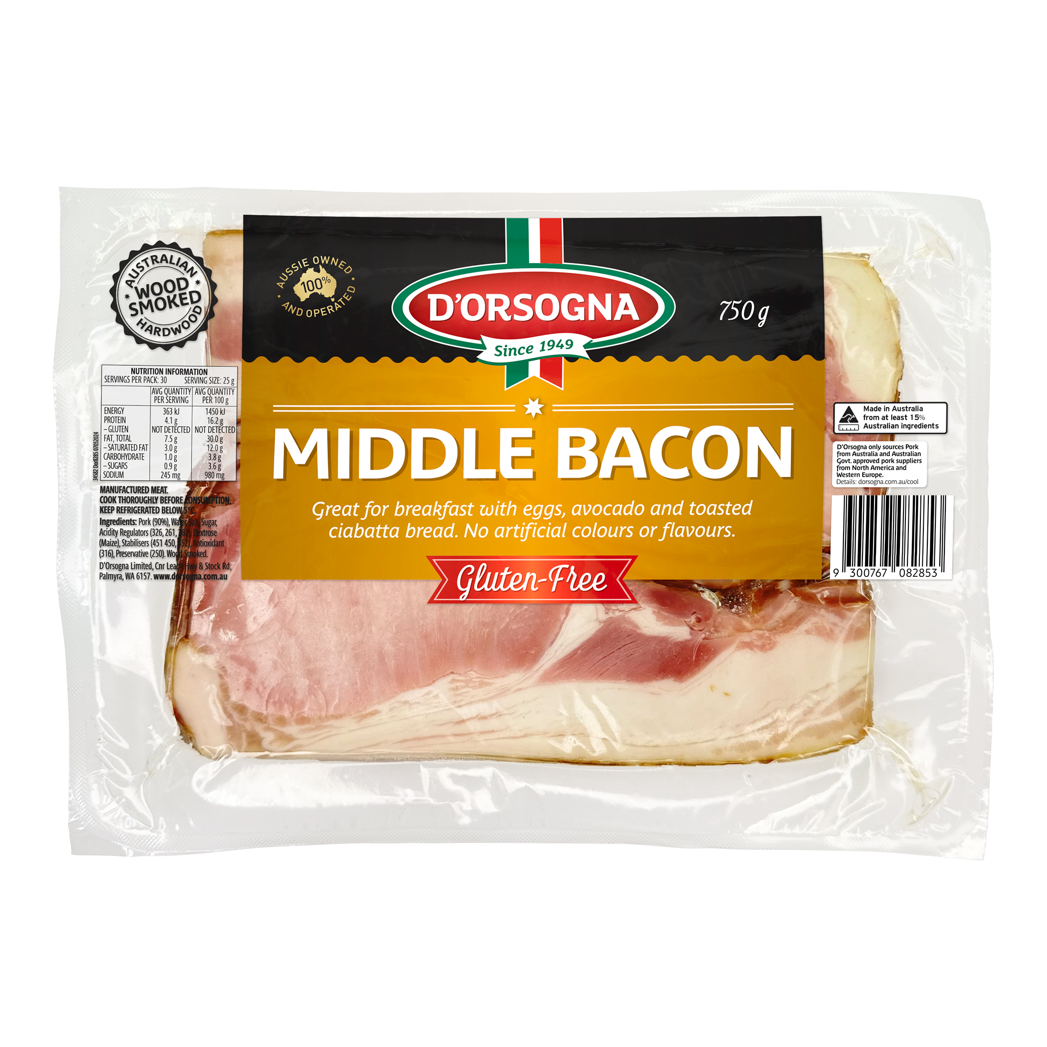 8285 - Middle Bacon 750g